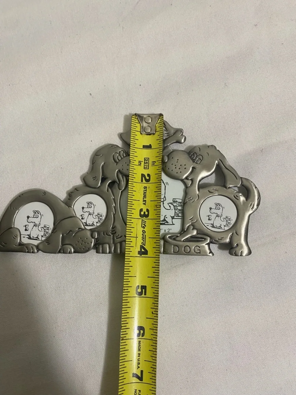 Vintage Dog Family Metal Picture Frame collage Pewter Tone Multi openings